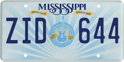MS license plate ZID644