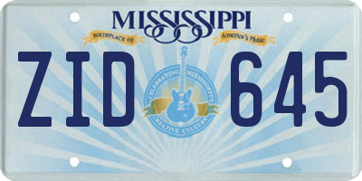 MS license plate ZID645
