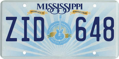 MS license plate ZID648