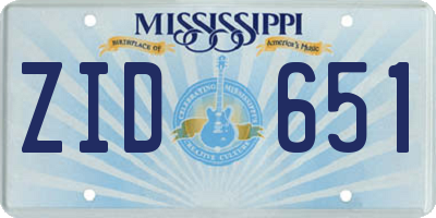 MS license plate ZID651