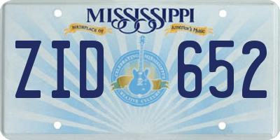 MS license plate ZID652