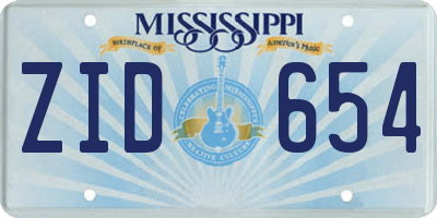 MS license plate ZID654