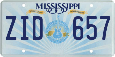 MS license plate ZID657