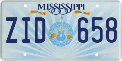 MS license plate ZID658