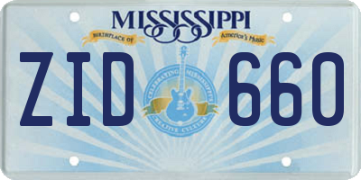 MS license plate ZID660