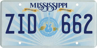 MS license plate ZID662