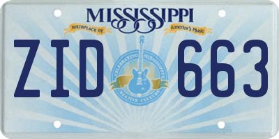 MS license plate ZID663