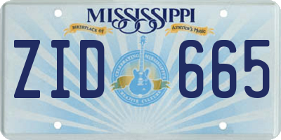 MS license plate ZID665