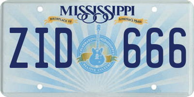 MS license plate ZID666
