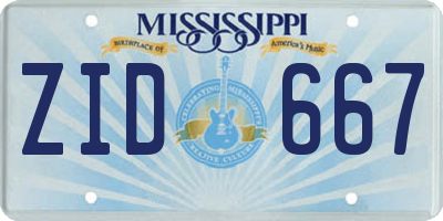 MS license plate ZID667