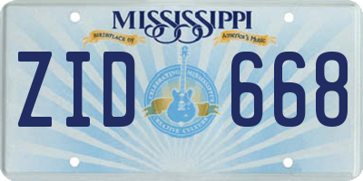 MS license plate ZID668