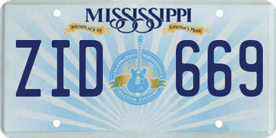 MS license plate ZID669