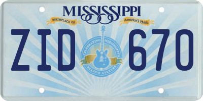 MS license plate ZID670