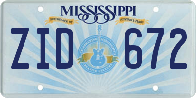 MS license plate ZID672