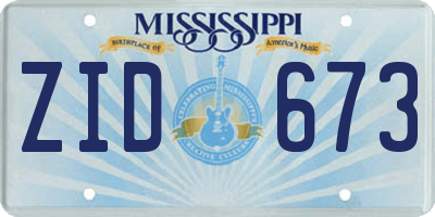 MS license plate ZID673