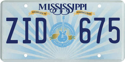 MS license plate ZID675