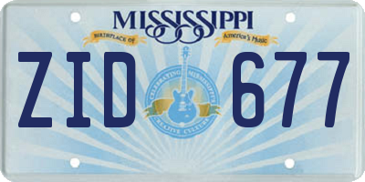 MS license plate ZID677