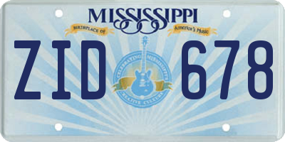 MS license plate ZID678