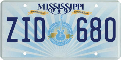MS license plate ZID680
