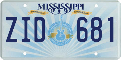 MS license plate ZID681