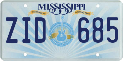 MS license plate ZID685
