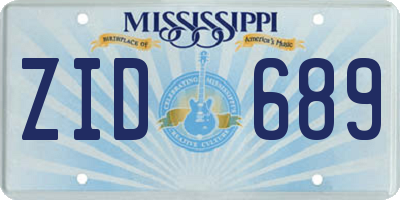 MS license plate ZID689