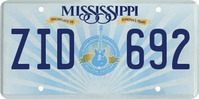 MS license plate ZID692