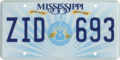 MS license plate ZID693