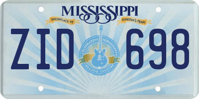 MS license plate ZID698