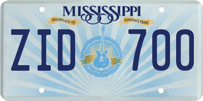 MS license plate ZID700