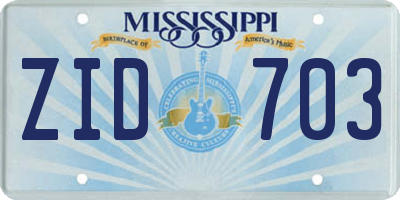 MS license plate ZID703