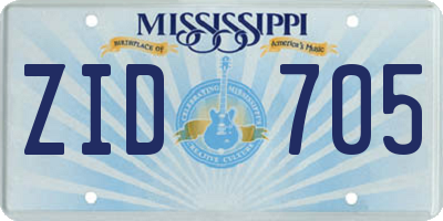 MS license plate ZID705