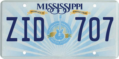 MS license plate ZID707
