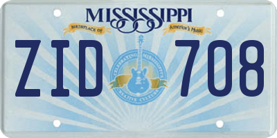 MS license plate ZID708
