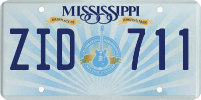 MS license plate ZID711