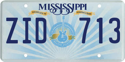 MS license plate ZID713