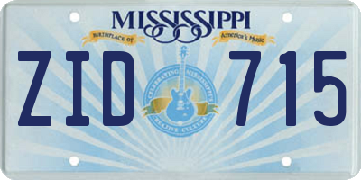 MS license plate ZID715