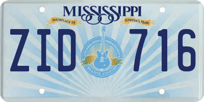 MS license plate ZID716