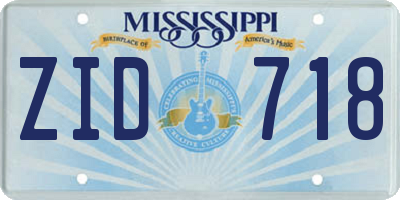 MS license plate ZID718