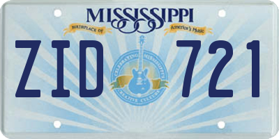MS license plate ZID721