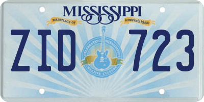 MS license plate ZID723