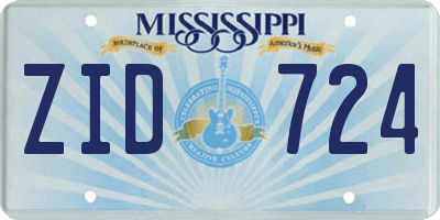 MS license plate ZID724