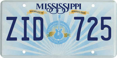 MS license plate ZID725