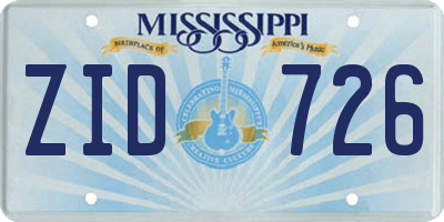 MS license plate ZID726