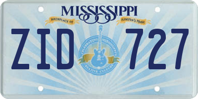 MS license plate ZID727