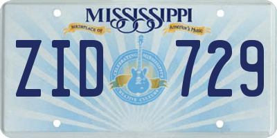MS license plate ZID729