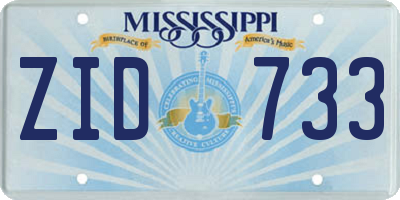 MS license plate ZID733