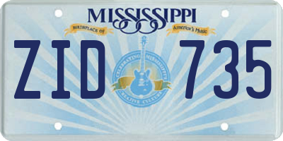 MS license plate ZID735