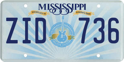 MS license plate ZID736