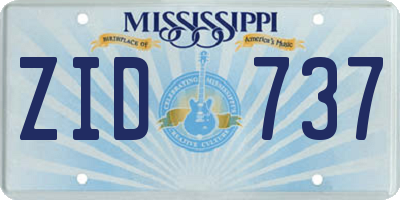 MS license plate ZID737